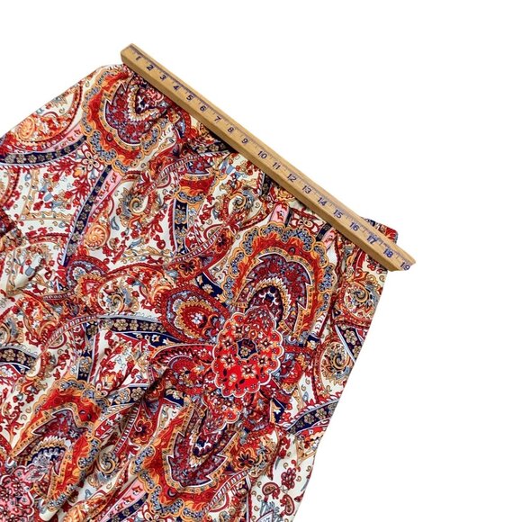 Boho Paisley Print Elastic Waist Tiered Skirt Multi-Color Lightweight Flowing - Picture 4 of 6